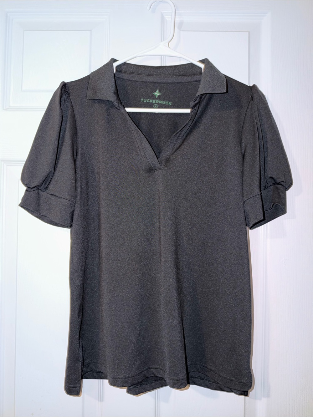 Tuckernuck Tnuck Sport Black Puff Sleeve Performance Jersey Caroline Polo